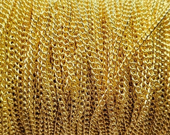 3x2x0.30mm Gold Finish on Brass Curb Chain - Sold by the Foot - (CHM44)