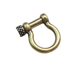Grillete de anclaje con anilla en D de metal de latón macizo con acabado de latón antiguo - Cierre de 21x18x6 mm (CLP02)