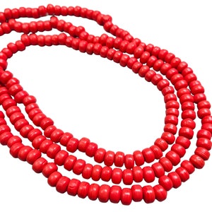 Opaque Red Size 6x4mm 2mm hole Recycled Glass Crow Beads 36 Inch Strand ICB41 image 1