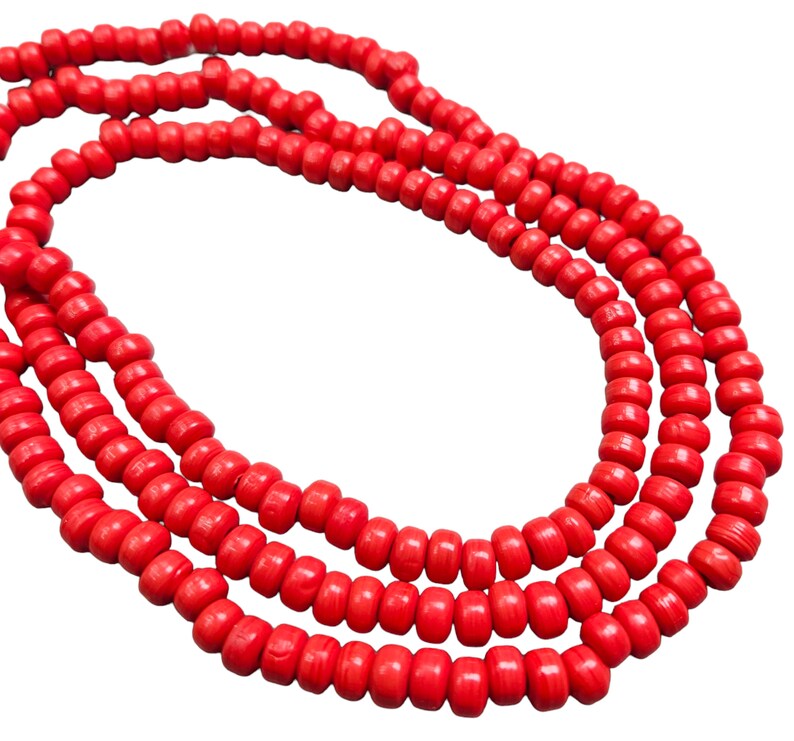 Opaque Red Size 6x4mm 2mm hole Recycled Glass Crow Beads 36 Inch Strand ICB41 image 1