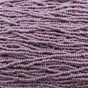 8/0 1 Cut Opaque Mauve AB Czech Glass Charlotte Seed Bead Strand (8CUT27)