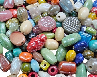 Rainbow Luster Mix Different Shapes and Sizes Czech Glass Beads 80 Grams (UM41)