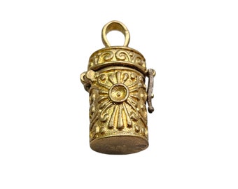 Prayer Box Raw Brass Pendant - 27x15x12.5mm - Qty 1 (PEND77)