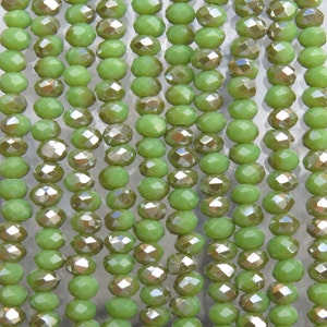 4x3mm Faceted Opaque Olive Celsian Chinese Crystal Rondell Beads 9 Inch Strand (4CCS15)