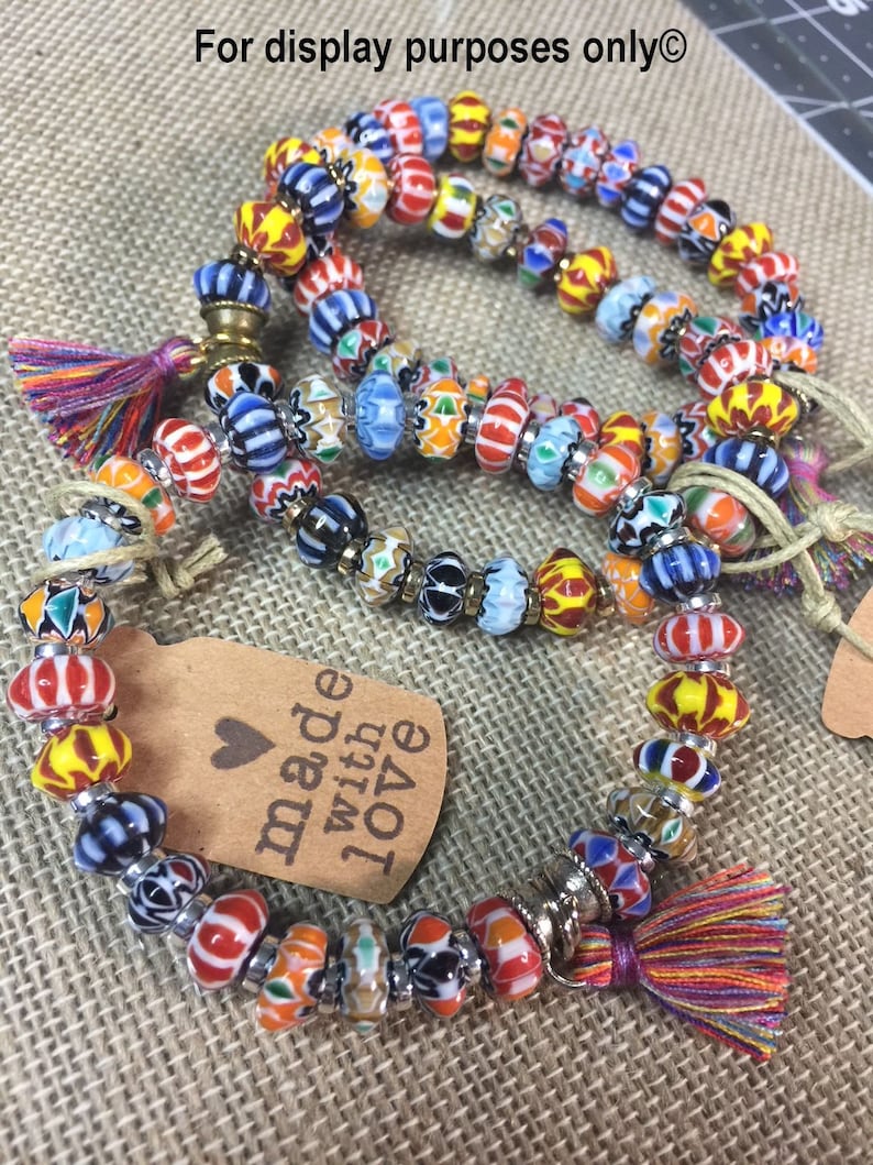 Large 3mm Hole Size UM57 9x6mm Multi Shade Opaque Blue Mix Glass Crow Beads 40 Grams