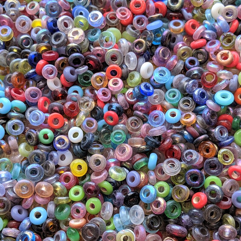 7x3mm Color AB Mixed Seamless Glass Donut Beads Large 3mm Hole Etsy