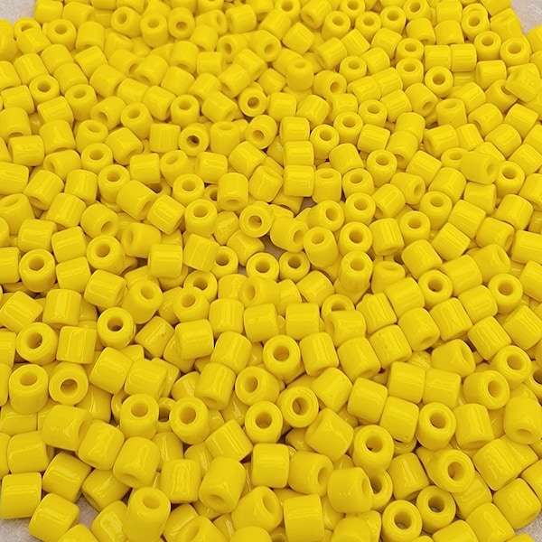 6.2mm Opaque Yellow Czech Glass Tile Beads 20 Grams (TT18)