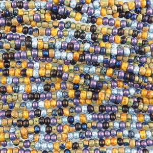 4/0 Aged Opaque Plum Blossom Picasso Mix Czech Glass Seed Beads - 20 Inch Strand (BW68)
