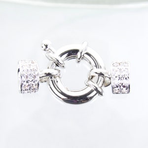 32x19mm Silver Plated Brass Cubic Zirconia Accented 5mm Cord End Spring Clasp (FS59)