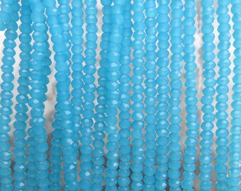 3x2mm Faceted Dark Aqua Opal Chinese Crystal Rondelle Beads 7 & 1/2 Inch Strand (3CCS9)