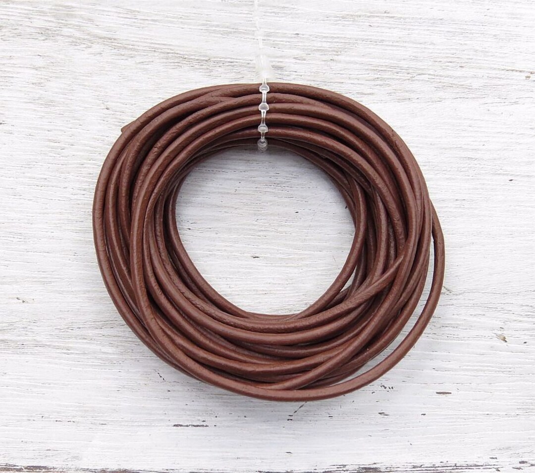 Light Brown, Black & Brown 4mm Round Leather Cord – Available In 2, 3, 4.5, 10 Meter Lengths