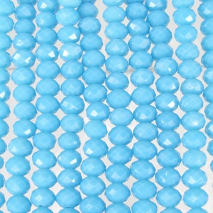 6x5mm Faceted Opaque Light Blue Chinese Crystal Rondel Beads 9 Inch Strand (6CCS12)