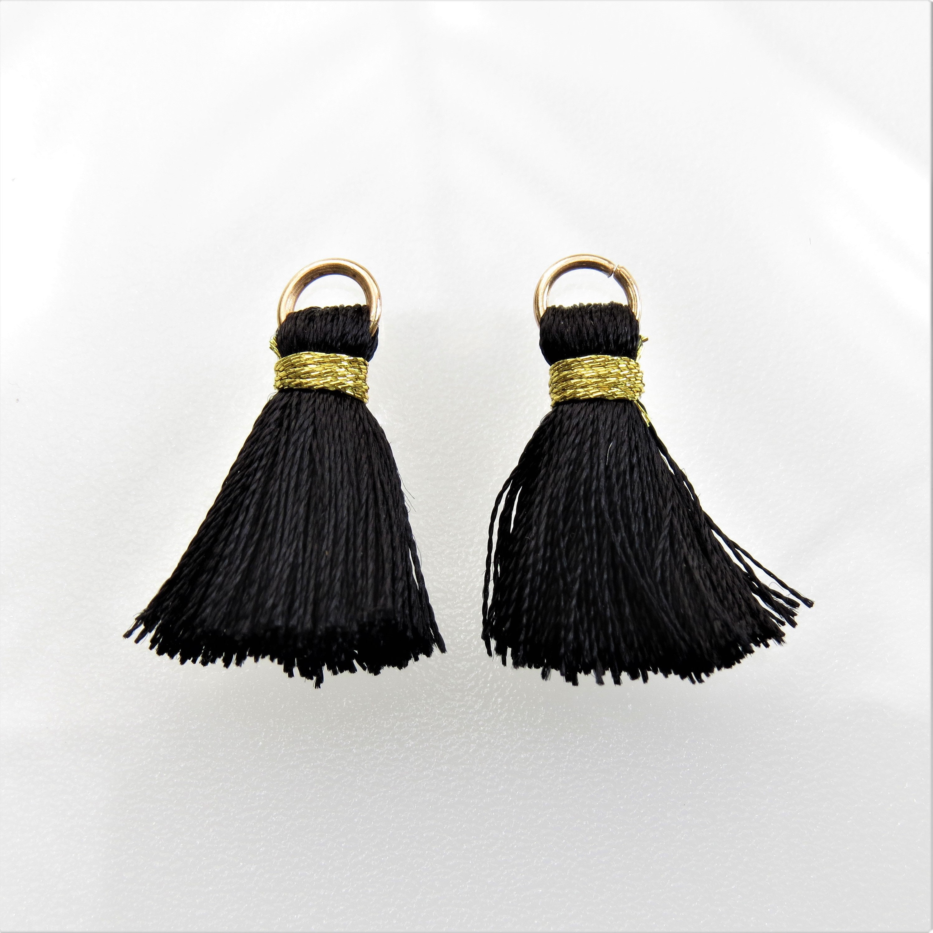 26mm Black Tassels with Gold Tone Jumpring Link/Earring | Etsy