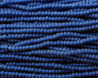 6/0 Matte Transparent Dark Sapphire Czech Glass Seed Bead Strand (CW209)