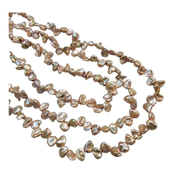 8x6mm Champagne Tip Drilled Keishi Pearls - 16 Inch Strand (PRL24)