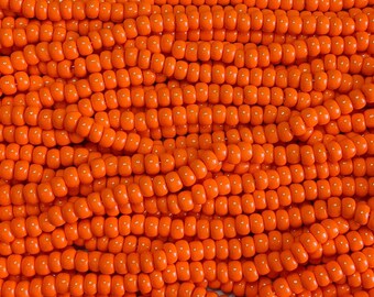 1/0 Opaque Orange Czech Glass Seed Beads - 20 Inch Strand (1BW302)