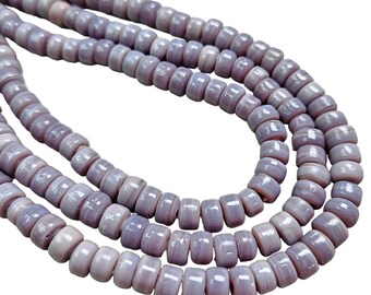 Purple Opal - Size 6x4mm (2mm hole) Recycled Glass Crow Beads - 36 Inch Strand (ICB40)