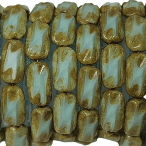 Cuentas ovaladas de cristal checo talladas a mano Picasso, color verde menta, 16 x 8 mm - Cantidad: 10 (MISC109)