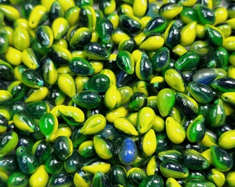 9x6mm Multi-tone Lagoon Czech Glass Teardrop Beads - Qty 40 (SFDRP28)