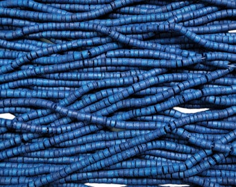 5x3mm Blue Natural Coconut Heishi Spacer Beads - 36 Inch Strand (NUC20)