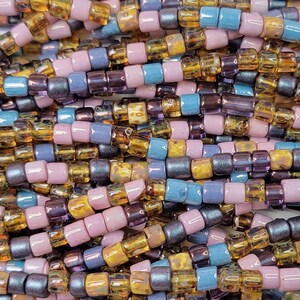 4mm Tulip Patch Picasso Mix Czech Glass Tile Beads - 20 Inch Strand (BW88)