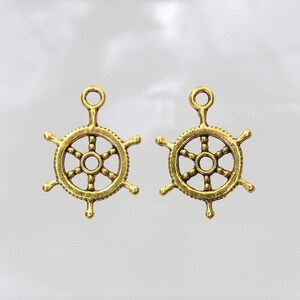 Helm 20x17x2mm Antique Gold Alloy Metal Charm/Small Pendant - Qty 10 (MB36A)