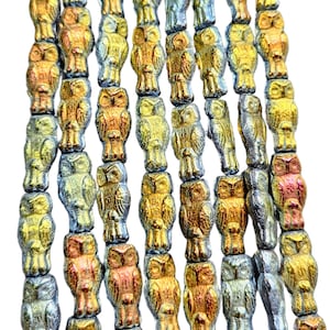 15x7mm Crystal Marea Czech Glass Owl Beads - Qty 10 (HG09)