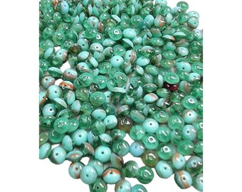 7x4mm Multi-Tone Opaque Turquoise & Transparent Teal Green Czech Glass Saucer Beads - Qty 50 (MISC151)