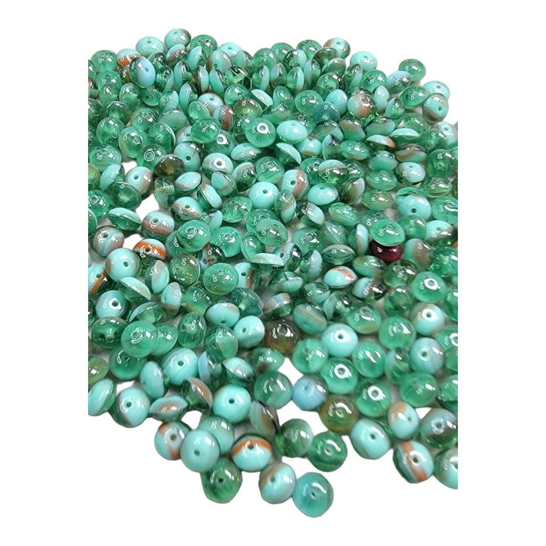 7x4mm Multi-Tone Opaque Turquoise & Transparent Teal Green Czech Glass Saucer Beads Qty 50 MISC151 image 1