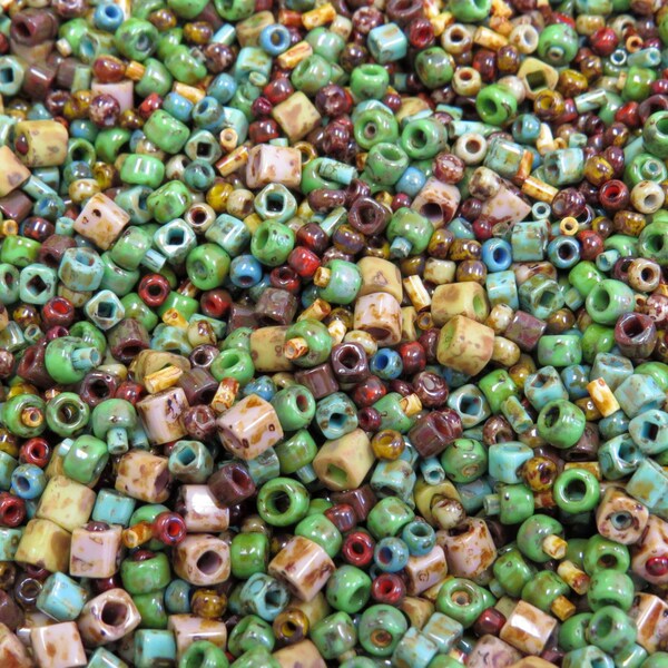 Fiesta Mix Different Shapes and Sizes Picasso TOHO HYBRID Glass Beads 20 Grams (D265)