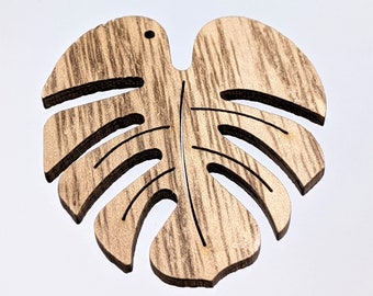 Monstera Leaf 49x45x3mm Undyed Wood Decorative Earring Component/Pendant - Qty 4 (MB370)