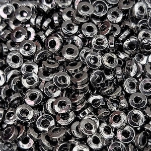 Large 2.5mm Hole 6x2mm Gunmetal Alloy Metal Smooth Heishi Spacer Beads - Qty 20 (MB415)