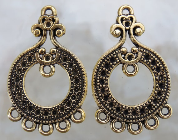 36x22x2mm Antique Gold Alloy Metal Earring Components or Pendants
