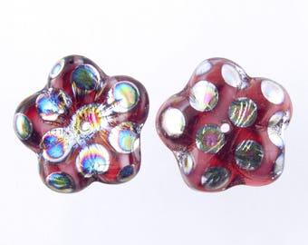 Cuentas de cristal checo Vitrail Peacock de 16 mm, bicolor, con forma de flor de arándano - Cantidad: 10 (BS193) SE