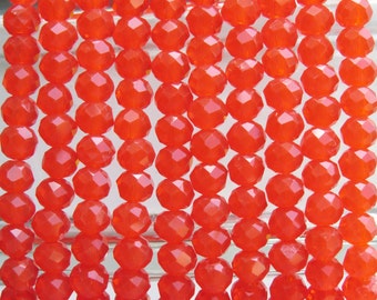 4x3mm Faceted Opaline Orange Chinese Crystal Rondell Beads 9 Inch Strand (4CCS29)