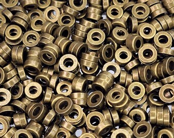 Large 2.5mm Hole 6x2mm Antique Brass Alloy Metal Smooth Heishi Spacer Beads - Qty 20 (MB414)