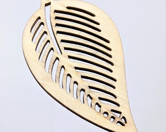 Leaf 70x39x3mm Undyed Wood Decorative Earring Component/Pendant - Qty 4 (MB372)