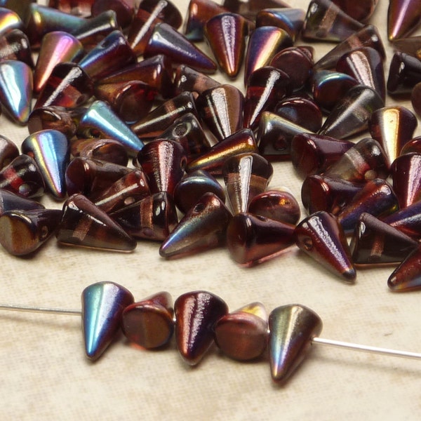8x5mm Magic Raspberry Czech Glass Bohemian Spike Beads