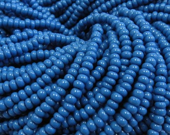 8/0 Opaque Denim Blue Czech Glass Seed Bead Strand (CW30)