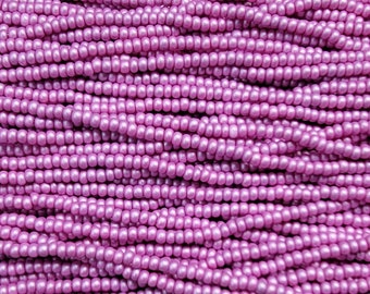 8/0 Opaque PermaLux Dyed Chalk Orchid Czech Glass Seed Bead Strand (8CW118)