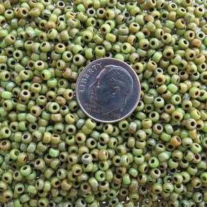 8/0 Opaque Chartreuse Picasso MIYUKI Glass Seed Beads 10 Grams 8MIY7 image 2