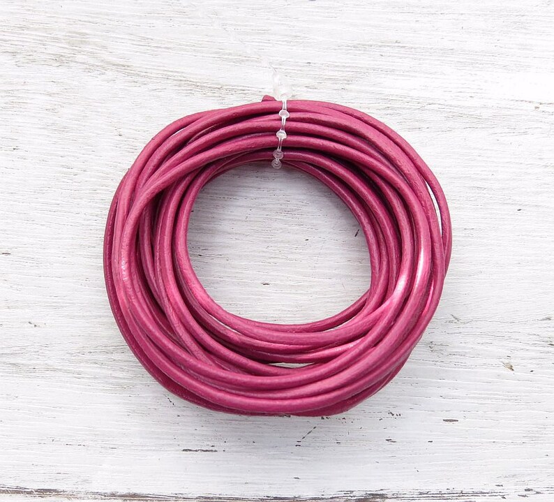 4 Yard Bundle 2mm Hot Pink Round Leather Cord 2RLC06