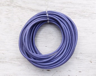 2mm Purple Round Leather Cord - 4 Yard Bundle - (2RLC07)