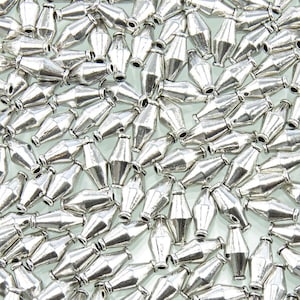 13x6mm Antique Silver Finish Alloy Metal Bicone Beads - Qty 10 (MB217)