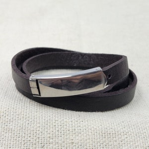 8mm Soft Pliable Light Dark Brown Leather Wrap Bracelet with attached Adjustable Closure - Qty 1 (LC30)