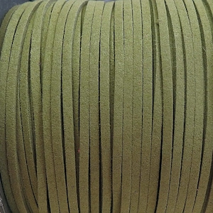 Soft Pliable Olive Green Faux Suede Cord/Lace/Lacing - Sold by the Yard - (FSC07A)