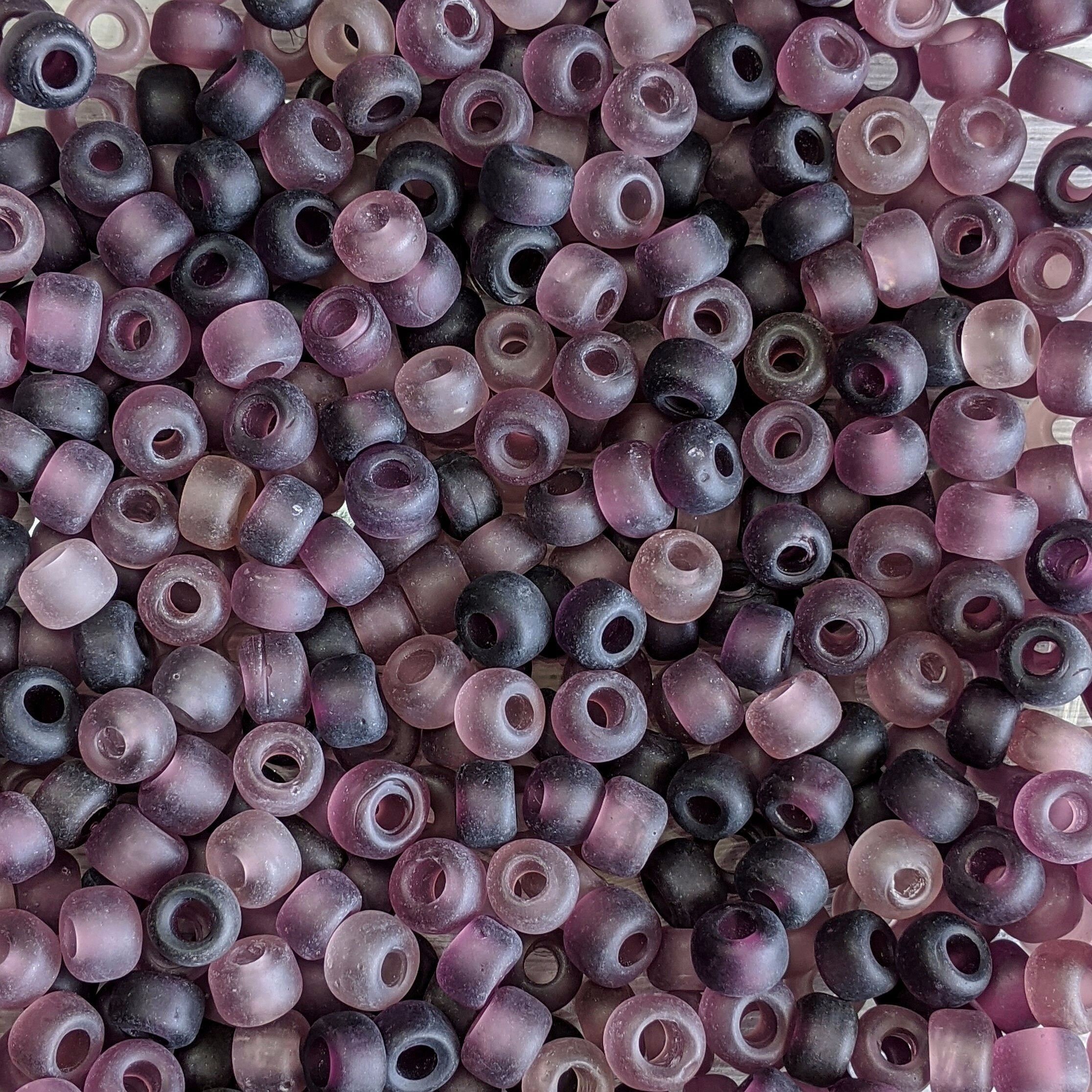 Large 3mm Hole Size UM57 9x6mm Multi Shade Opaque Blue Mix Glass Crow Beads 40 Grams