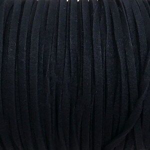 Soft Pliable Black Faux Suede Cord/Lace/Lacing - Sold by the Yard - (FSC01A)