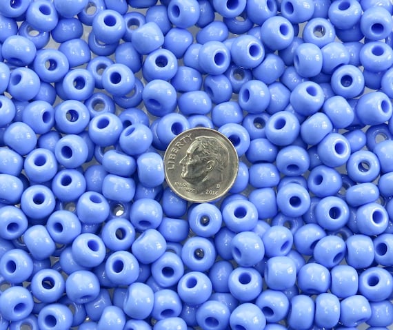 Large 3mm Hole Size UM57 9x6mm Multi Shade Opaque Blue Mix Glass Crow Beads 40 Grams