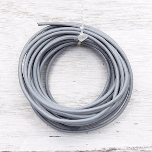 2mm Gray Round Leather Cord - 4 Yard Bundle - (2RLC02)